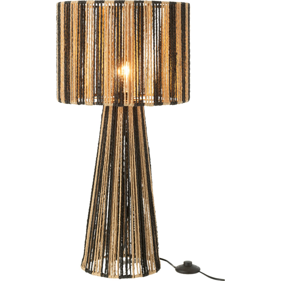 Lampe à poser ronde en papier et corde rayée