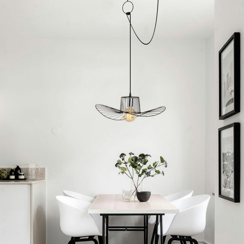 Suspension design noire filaire ondulée, avec anneau SINOP