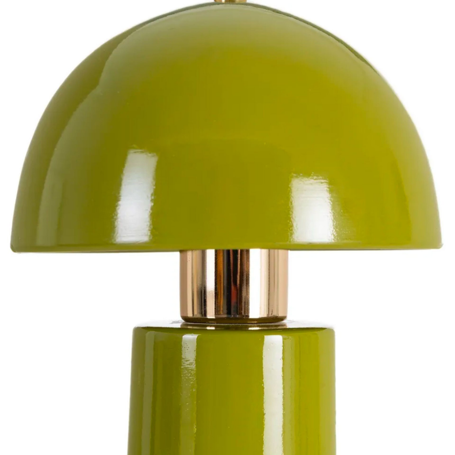 Lampe à poser champignon céramique verte et métal doré 17.5x17.5x30.5cm