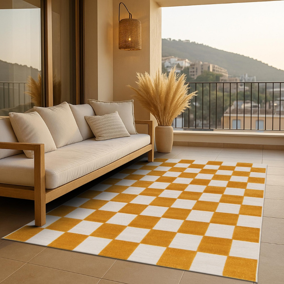 Tapis salon damier en relief moderne   CHILL