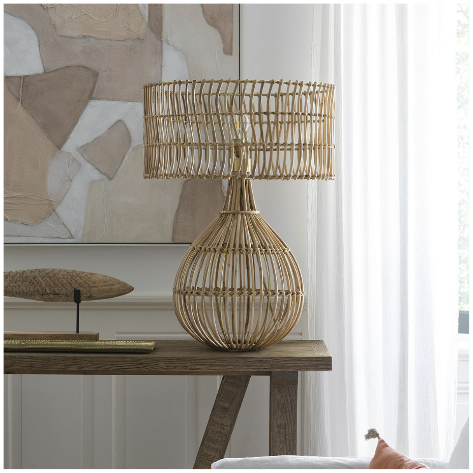 Pied de lampe en rotin
