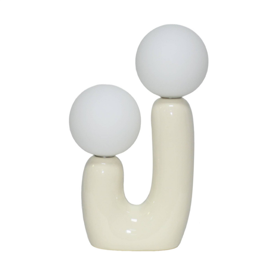 Lampe de table organique céramique et verre H 31cm DEVA
