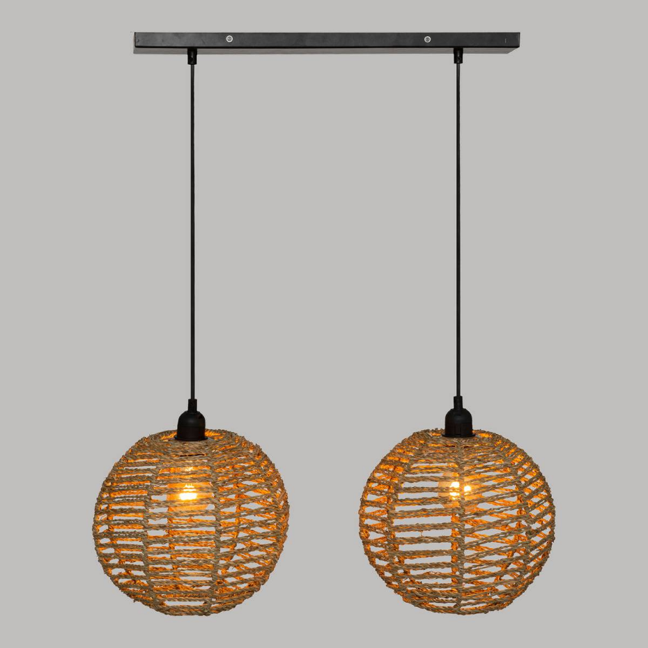 Suspension jonc ethnique 2 lampes RANA