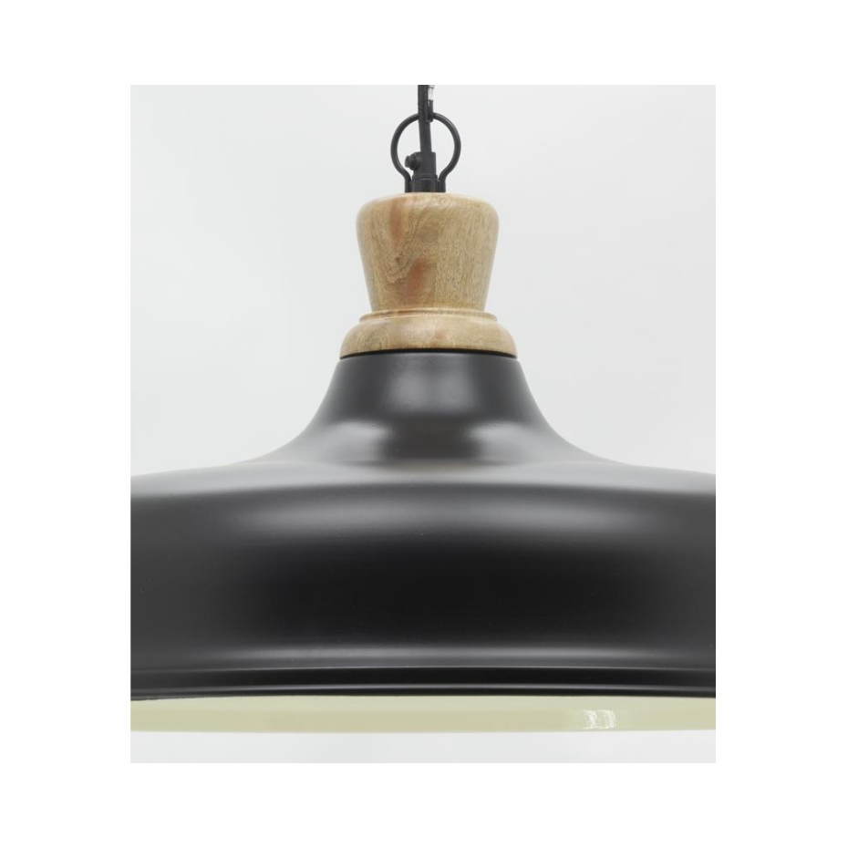Suspension en métal et bois Ø 60 noir