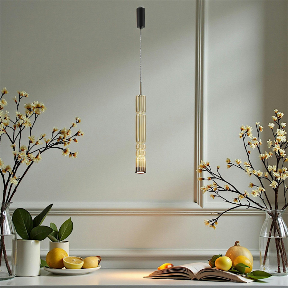Suspension LED, tube en verre SOLANA