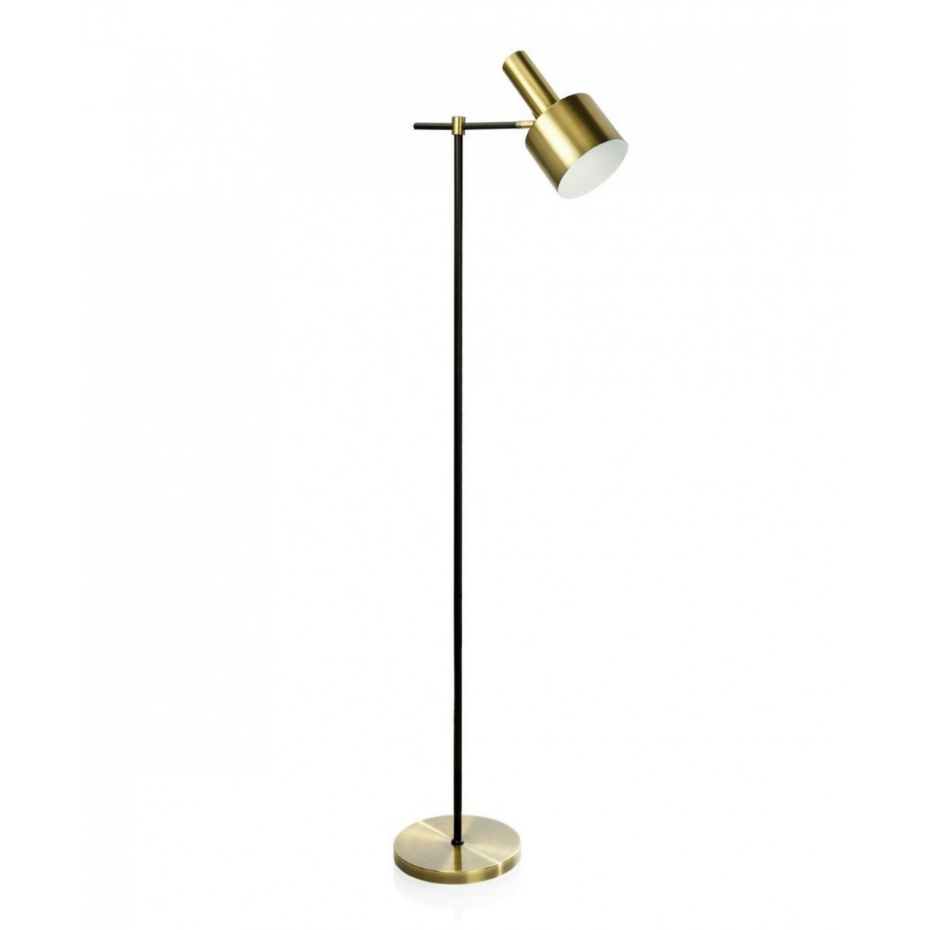 Lampadaire Vintage Métal Noir et Laiton Doré