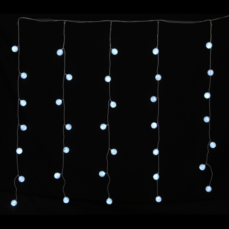 Rideau de Boules Lumineuses 35 LED Blanc Fixe