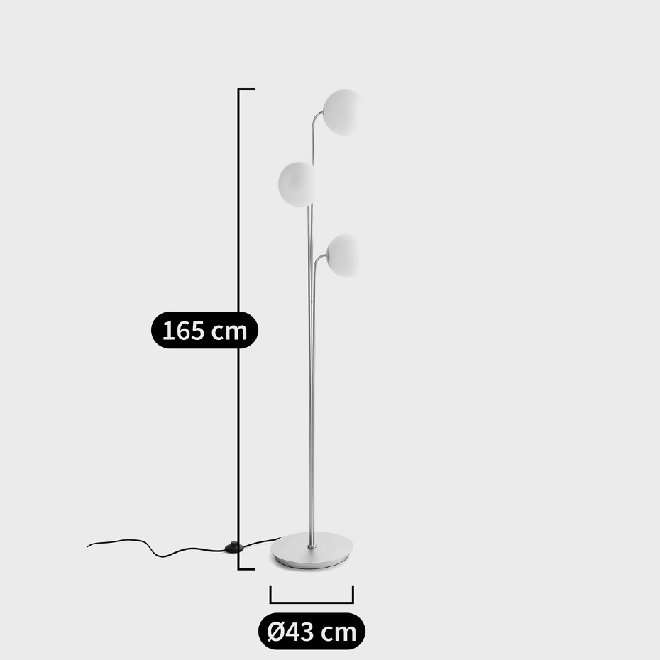 Lampadaire laiton et verre opaline, Moricio