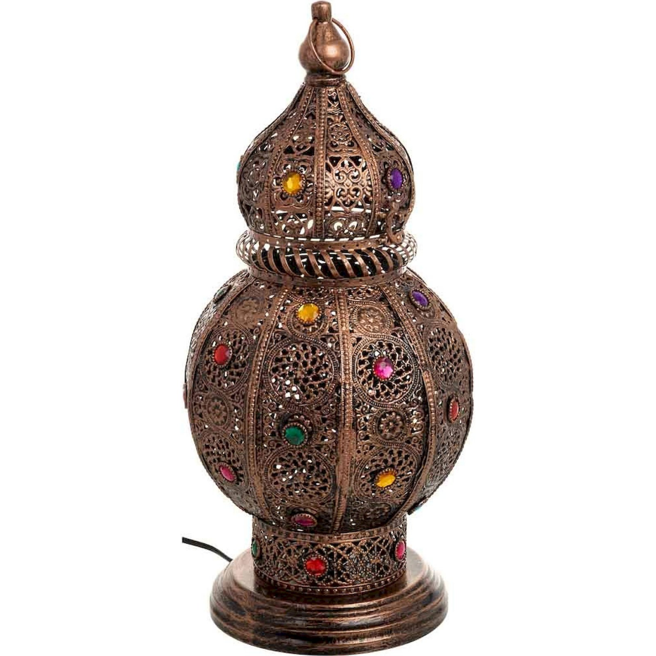 Lampe de table en métal style oriental organique