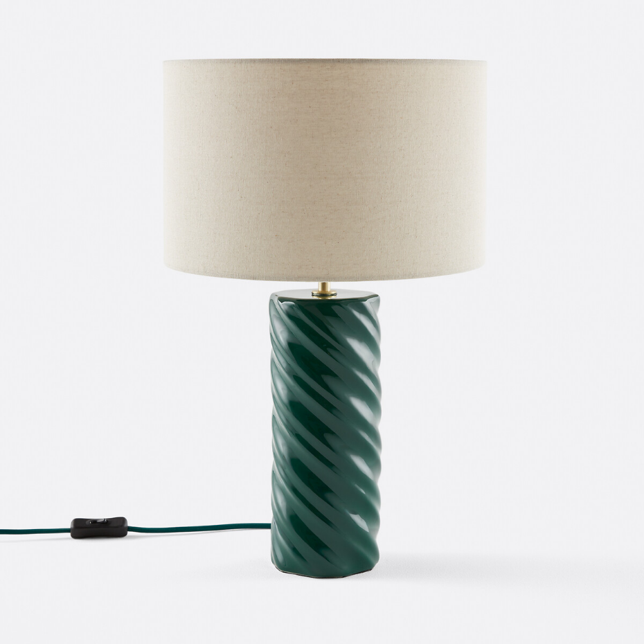 Lampe à poser céramique et lin, Dehen