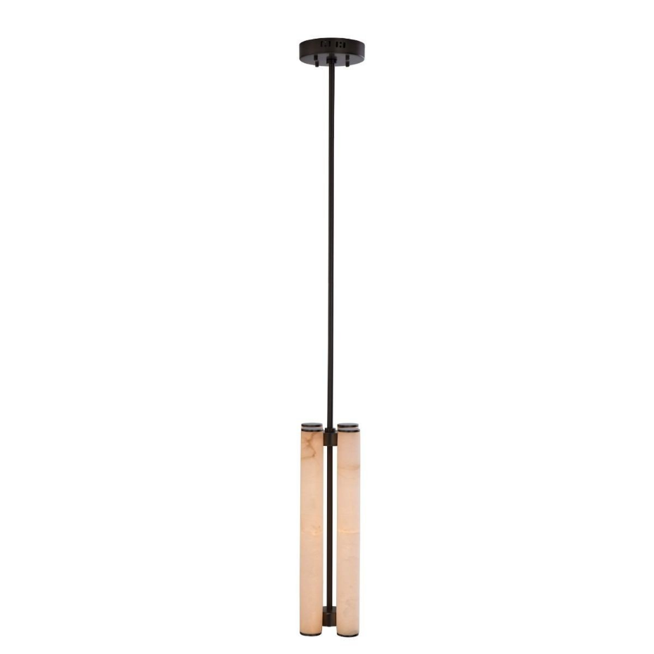 Lustre vertical en albâtre et métal H55 cm - MONTAIGNE