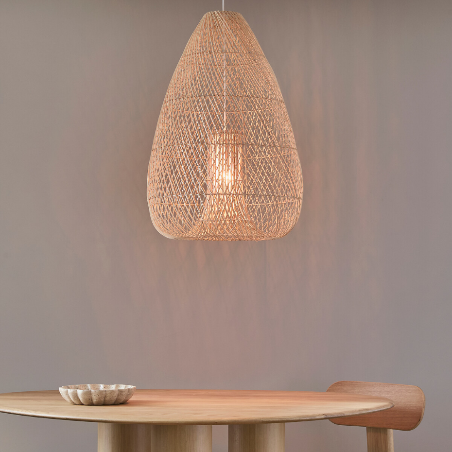 Suspension en rotin tressé, diamètre 56 cm, TITOU