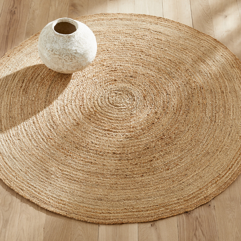 Tapis rond Ø160 cm en jute, tressé main, Hempy