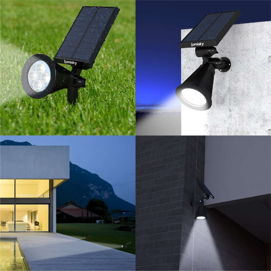 2 Spots solaires projecteurs SPIKY Blanc froid 100LM