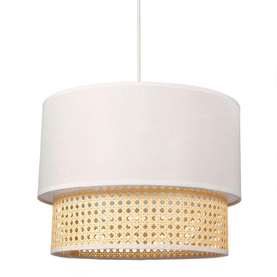 Suspension Gigogne Ronde Cannage Tissu Gris D35