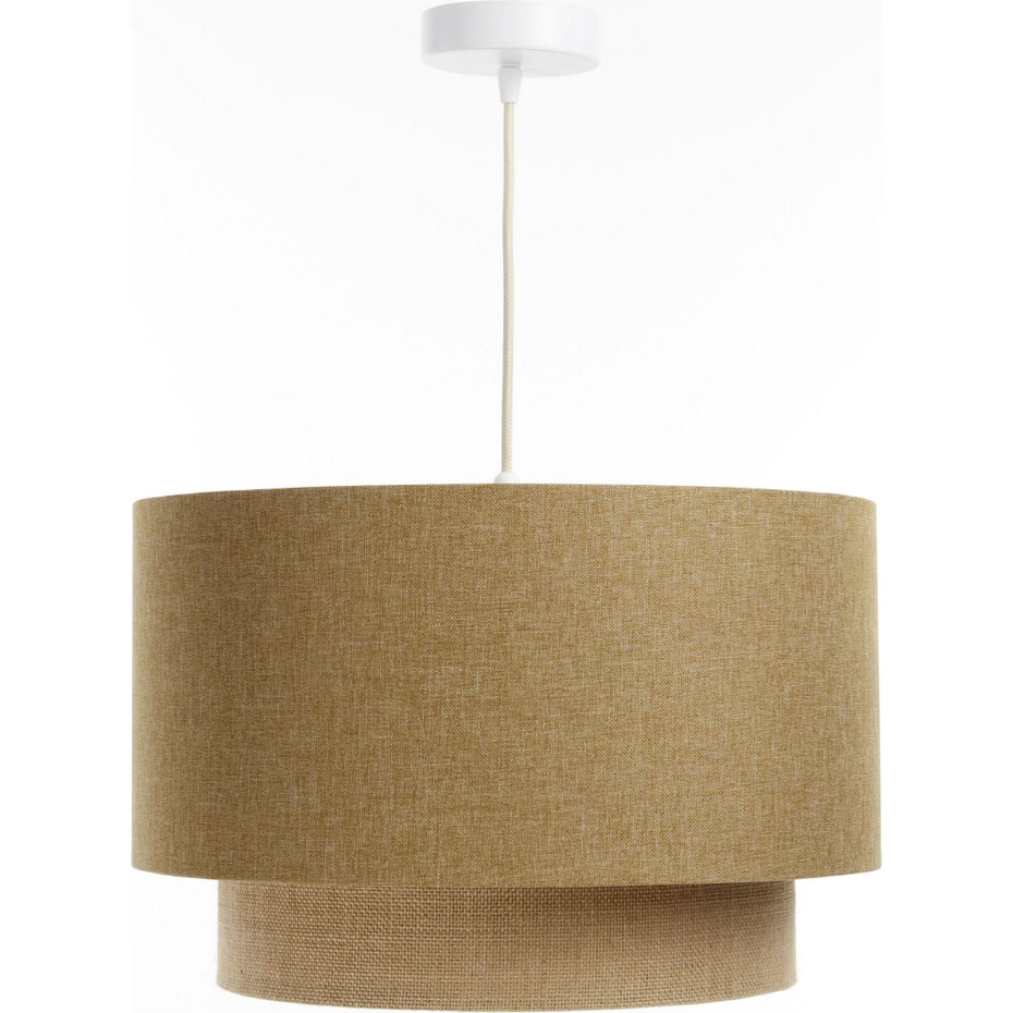 Suspension ronde en tissu et rotin Boho Elegant