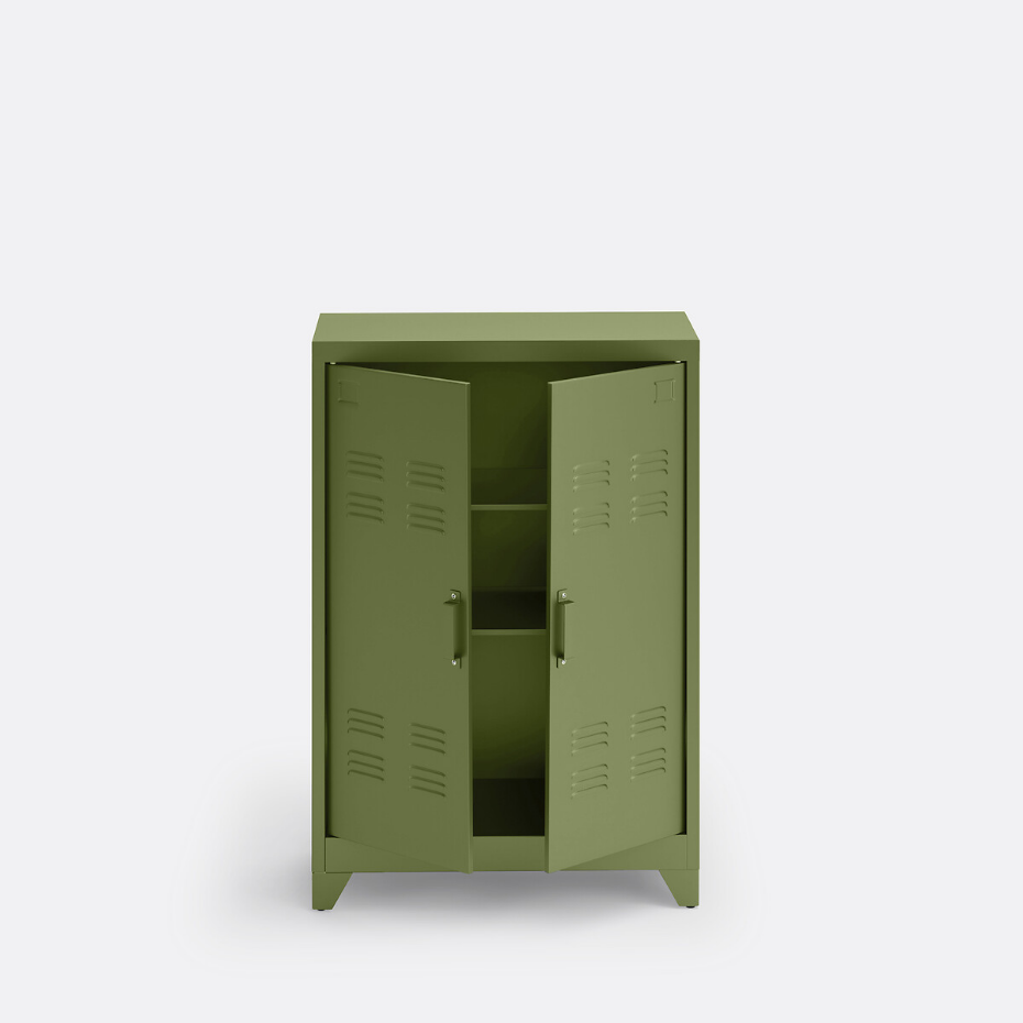 Armoire basse 2 portes en métal acier, Hiba