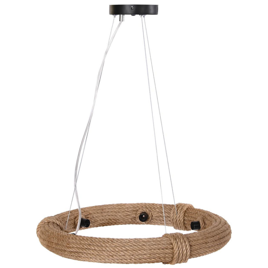 Plafonnier rond en corde 6 ampoules 48x48x10cm