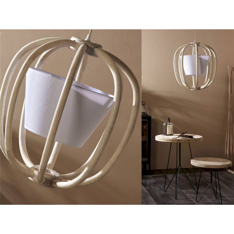Suspension en bois et tissu forme organique