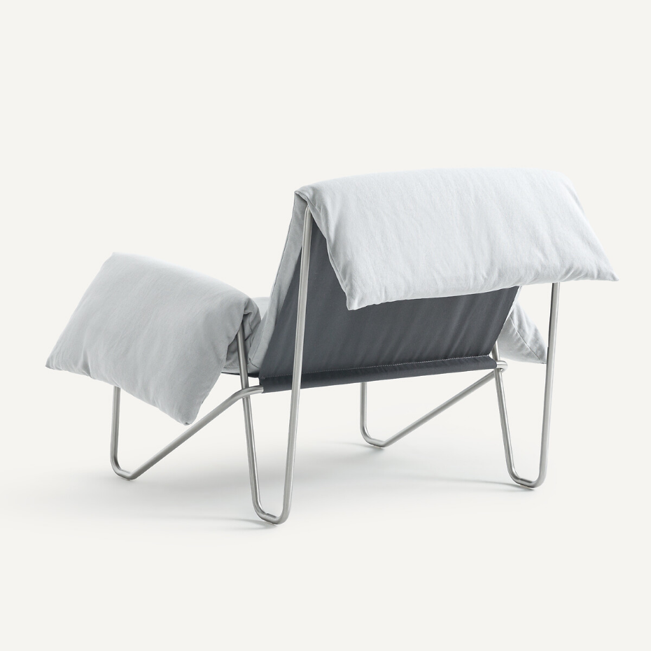 Fauteuil en coton-lin et métal acier, Nomad