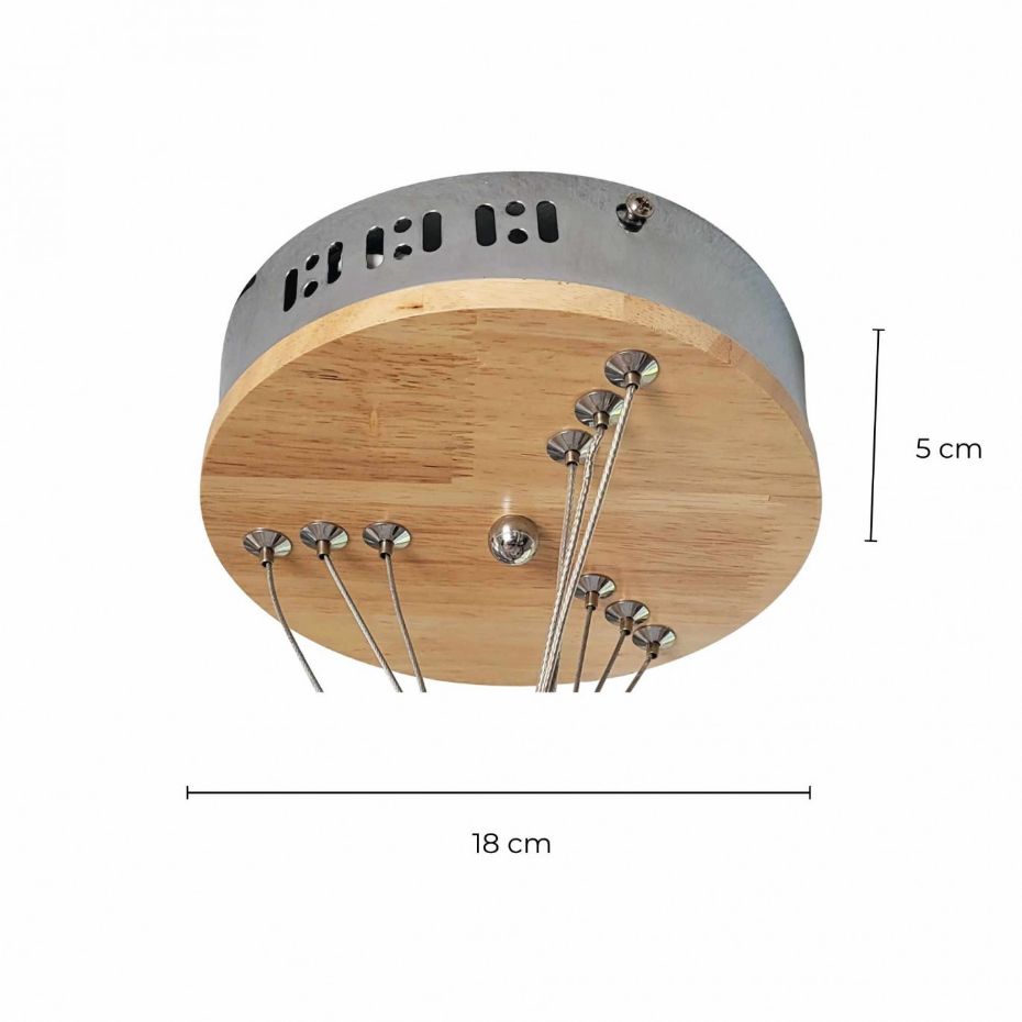 Suspension LED dimmable trois anneaux en bois d'Hévéa, CECLON