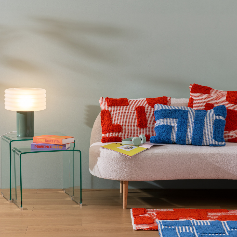 Lampe à poser verre sablé et grès ASTI