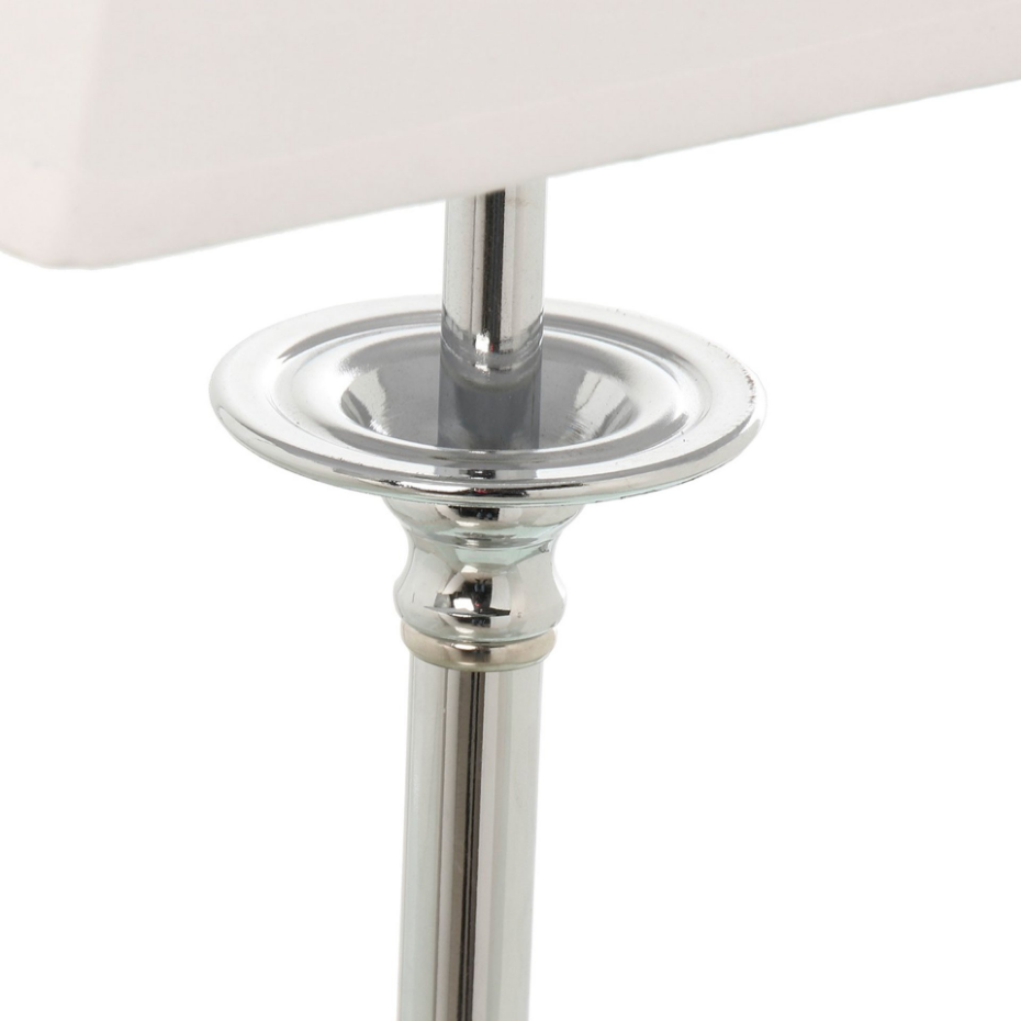 Lampe à poser classique métal argenté et abat-jour blanc 22x14x48cm