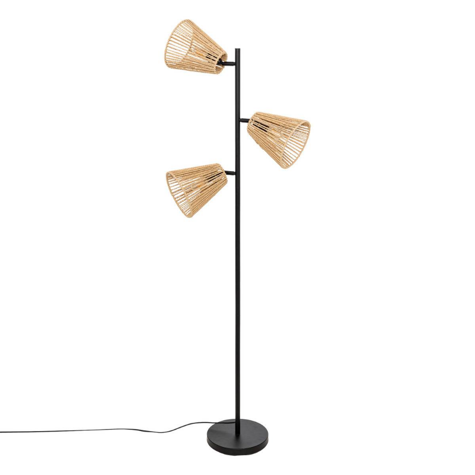 Lampadaire 3 bras orientables corde tressée GIADA