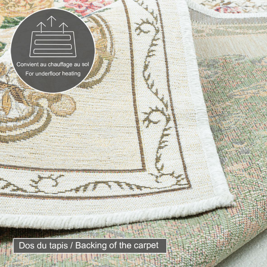 Tapis floral tissé à la machine avec bordure - Flomi