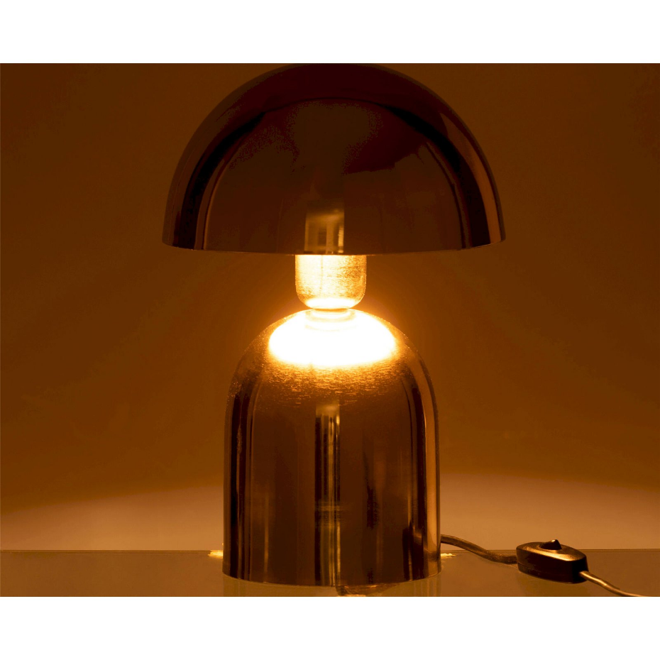 Lampe champignon en métal brillant forme ronde