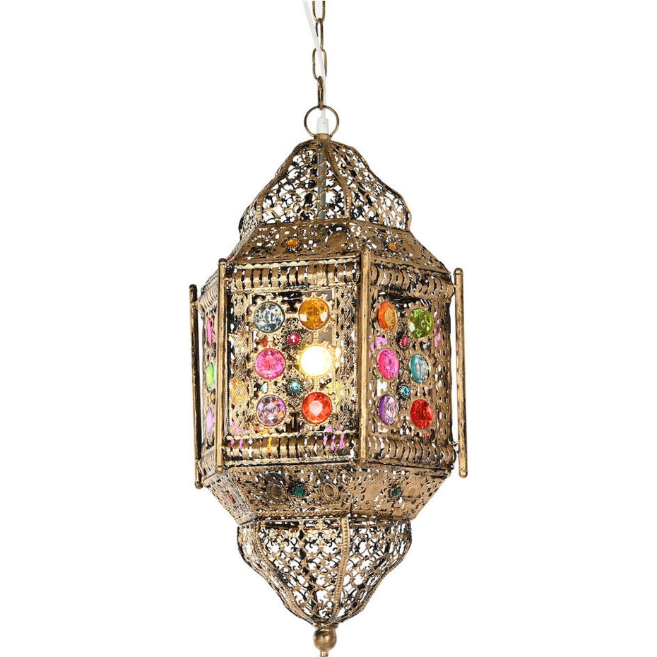 Suspension en métal ajouré hexagone orientale