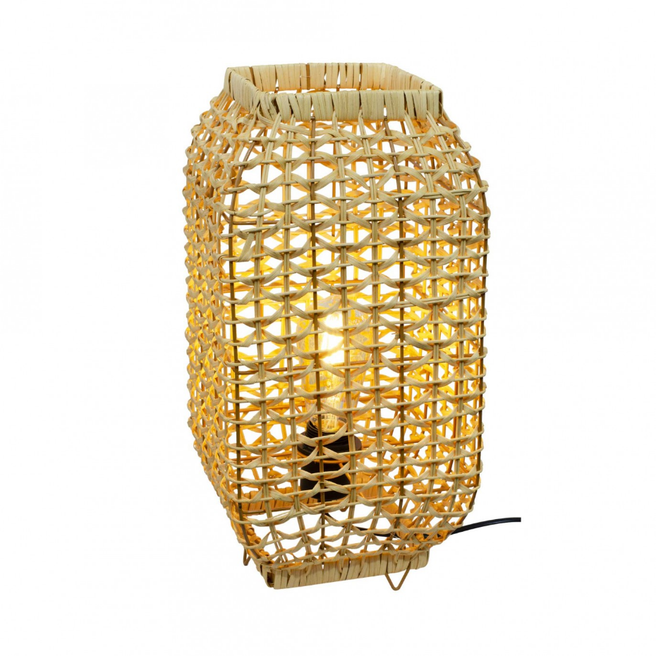 Lampe à poser en rotin et métal petit modèle, AMBA