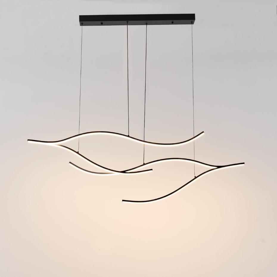 Suspension LED noire effet vague - Linisia