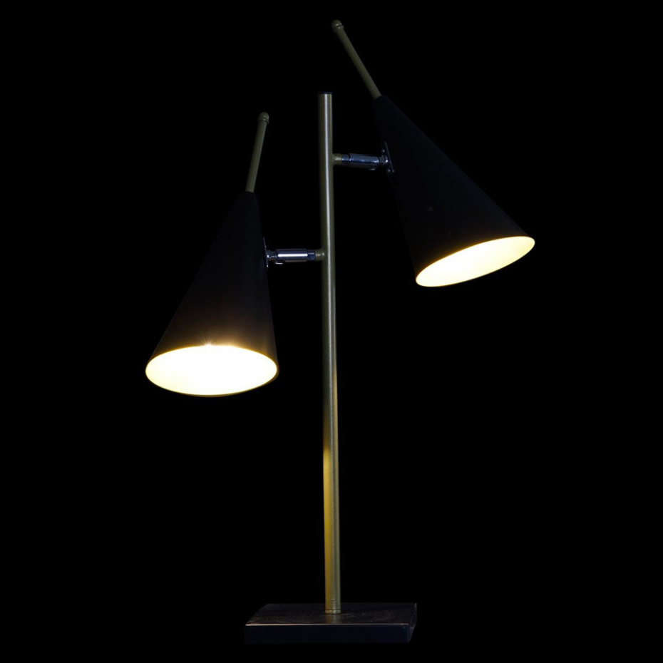 Lampe à poser double en métal noir et doré 38x16x64cm