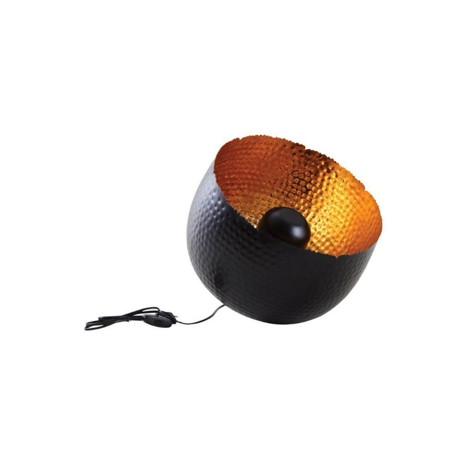 Lampe ronde à poser en métal noir avec intérieur doré Diamètre 36cm