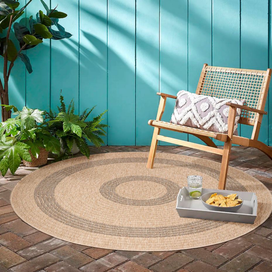 Tapis extérieur rond bicolore COMILLA