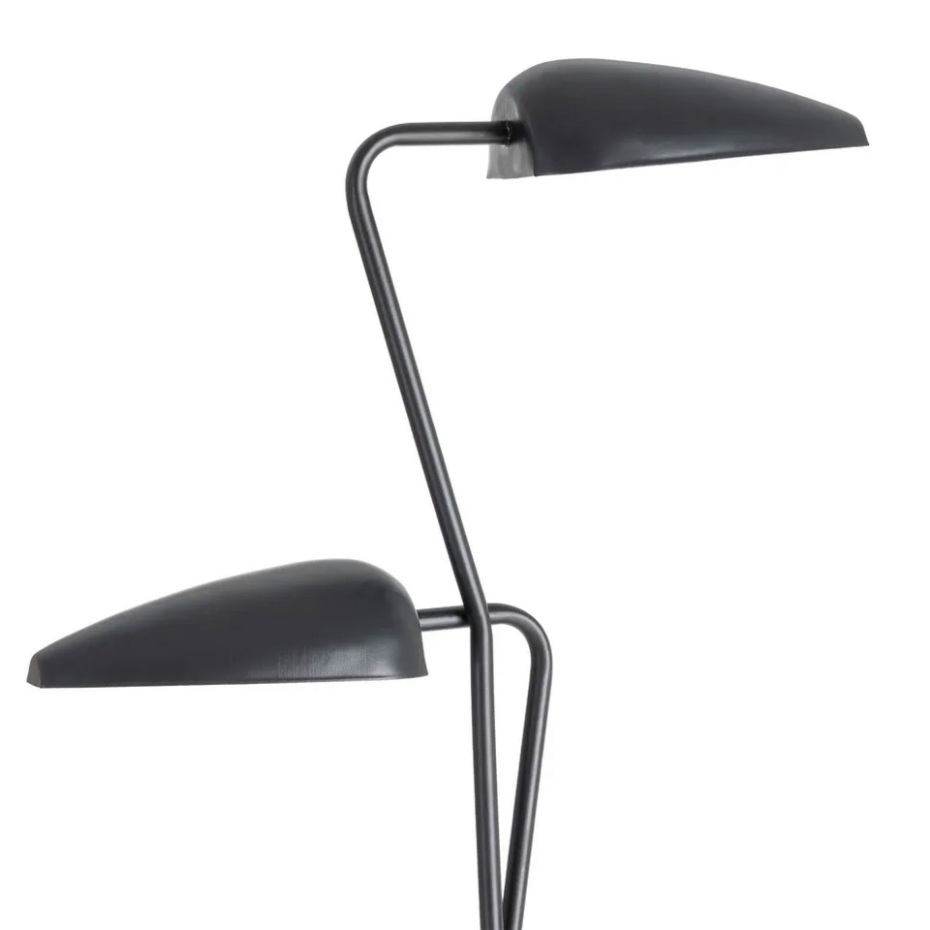 Lampadaire design double en métal noir 40.5x25x142.5cm