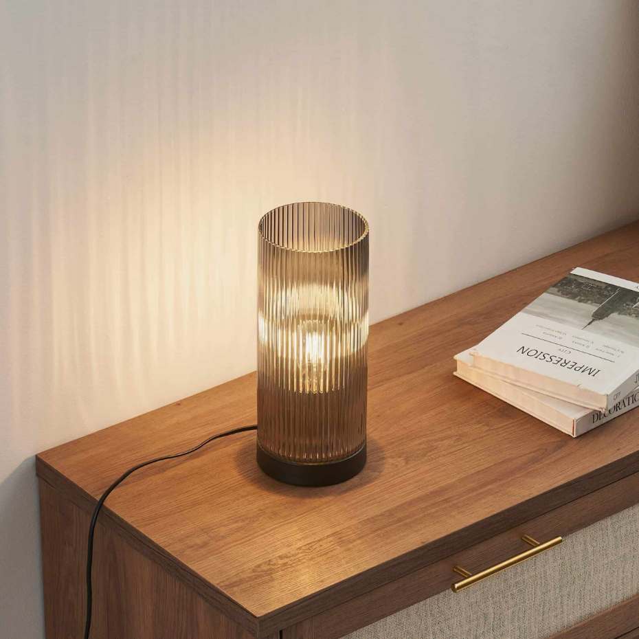 Lampe à poser verre design fumé - LIANTHA