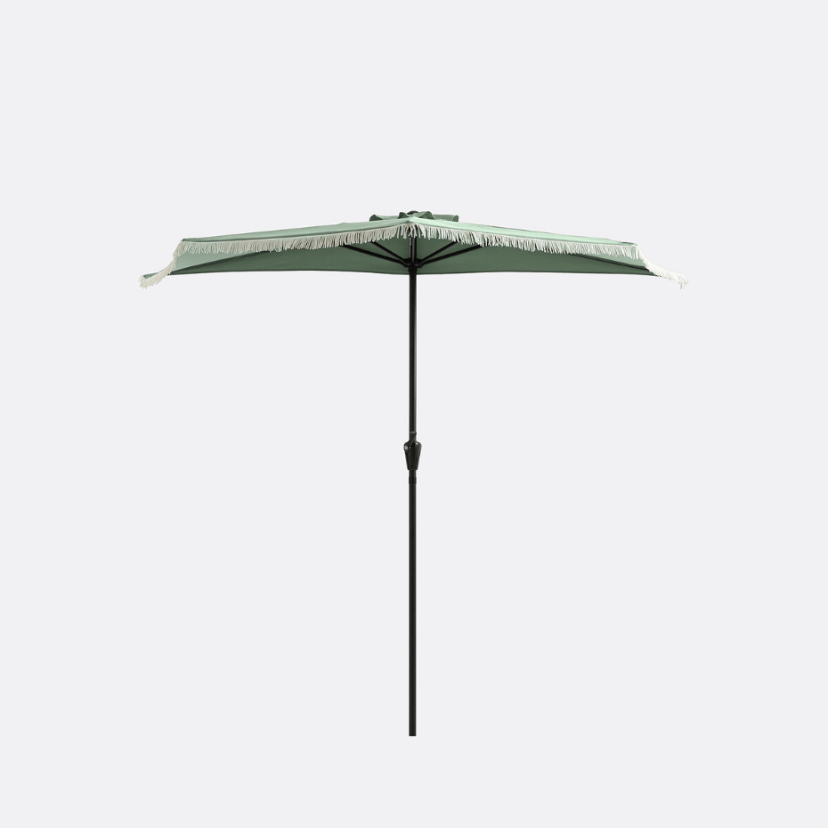 Demi-parasol de balcon à franges Medio