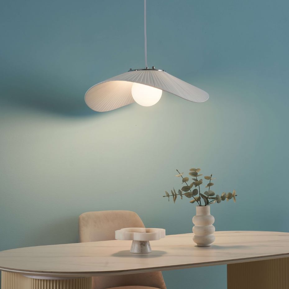 Suspension plissée tissu blanc - ODALIA
