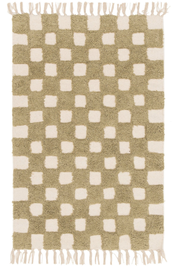 Tapis enfant à carreaux 100% coton MAEL