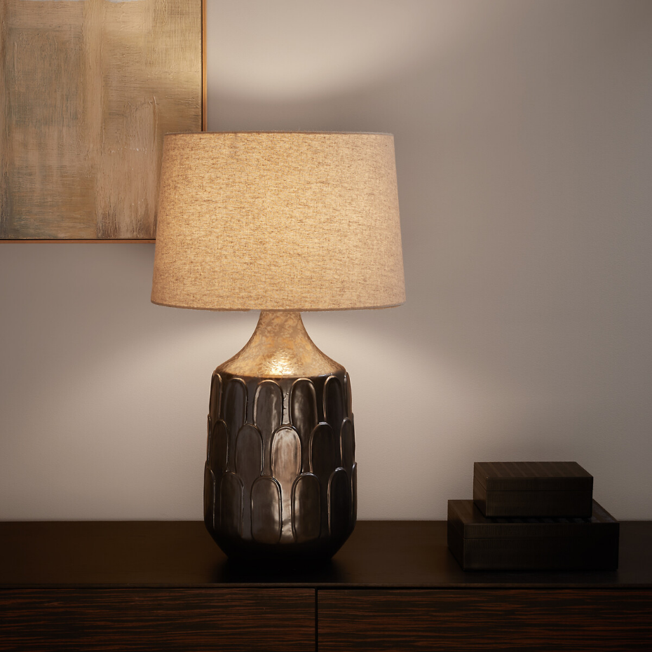 Lampe à poser, en céramique et lin, Synn