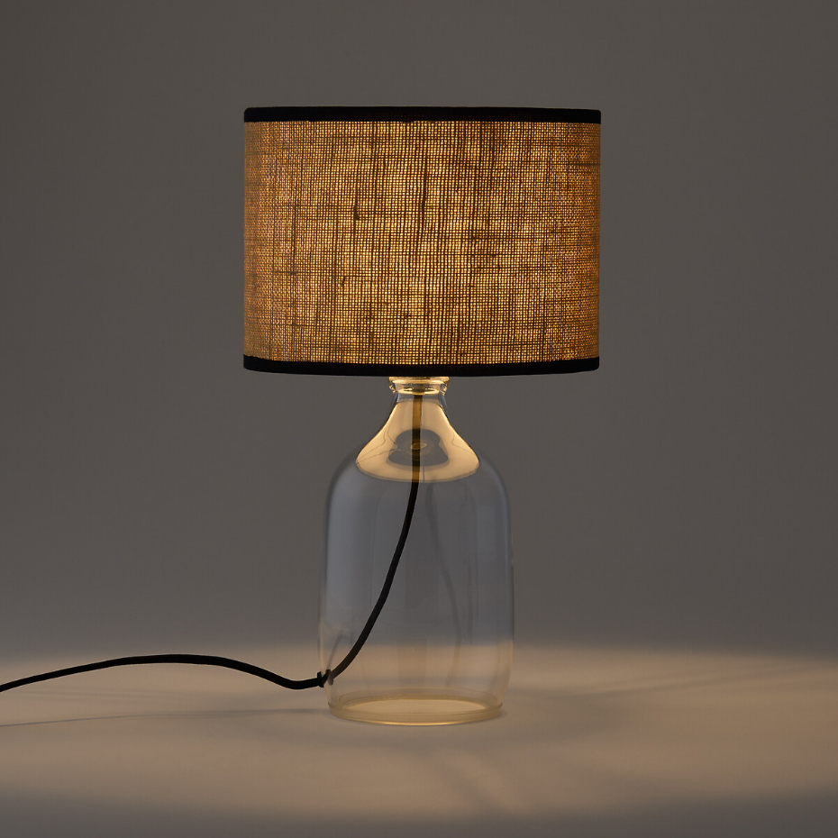 Lampe à poser verre et lin, Ania