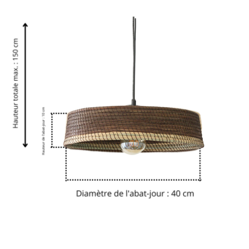 Suspension Alfa Tressé Marron Et Bord Naturel Hayara