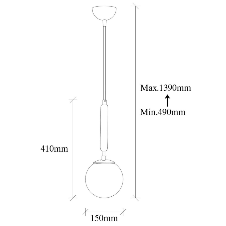 Suspension de chambre – globe blanc et or SIERRE