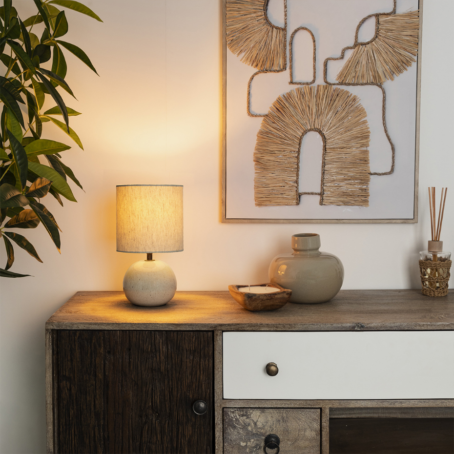 Lampe à poser grès et coton GAIA