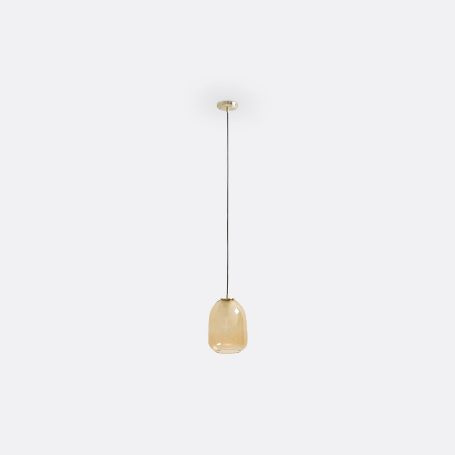 Suspension laiton et verre ambré Ø20 cm, Bumble