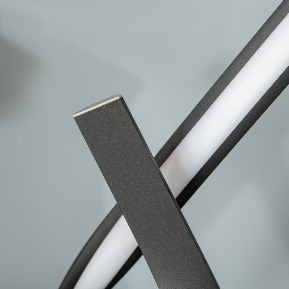 Lampe à poser design contemporain spirale alu. noir LED blanc chaud
