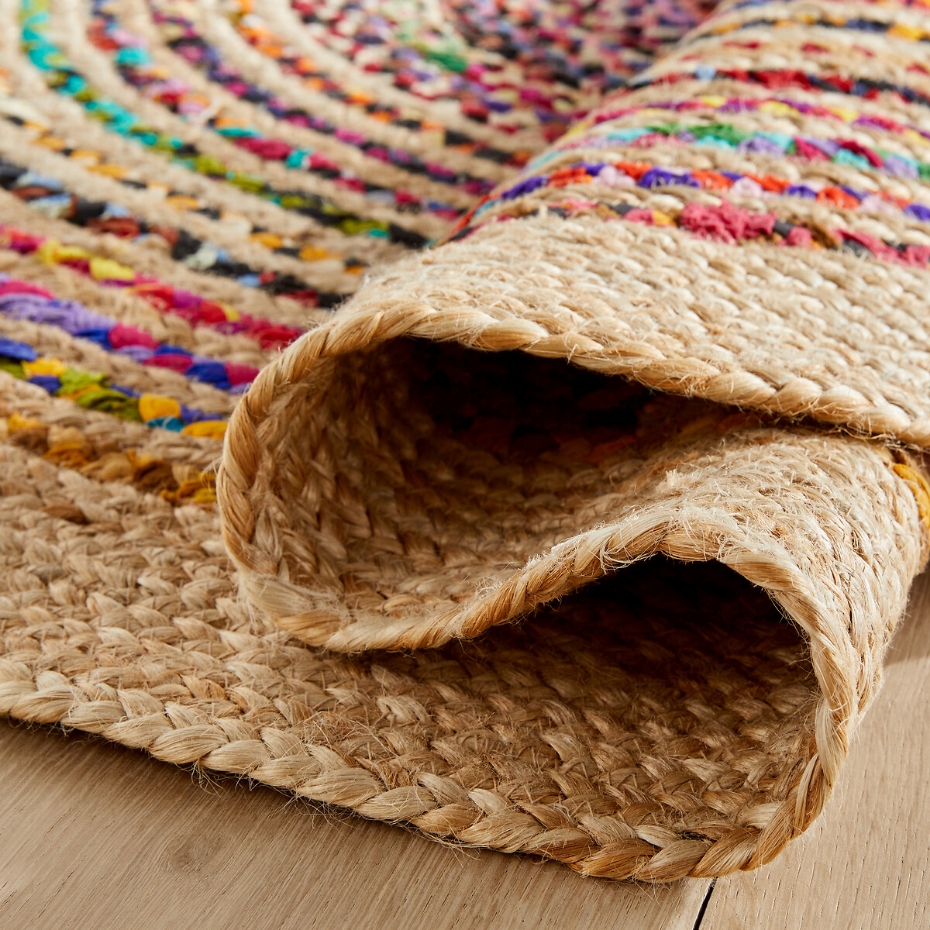 Tapis jute et coton recyclé Ø120 cm, Jaco