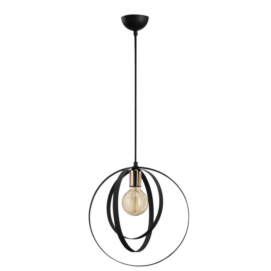 Suspension design noire filaire, anneaux entrelacés SILE